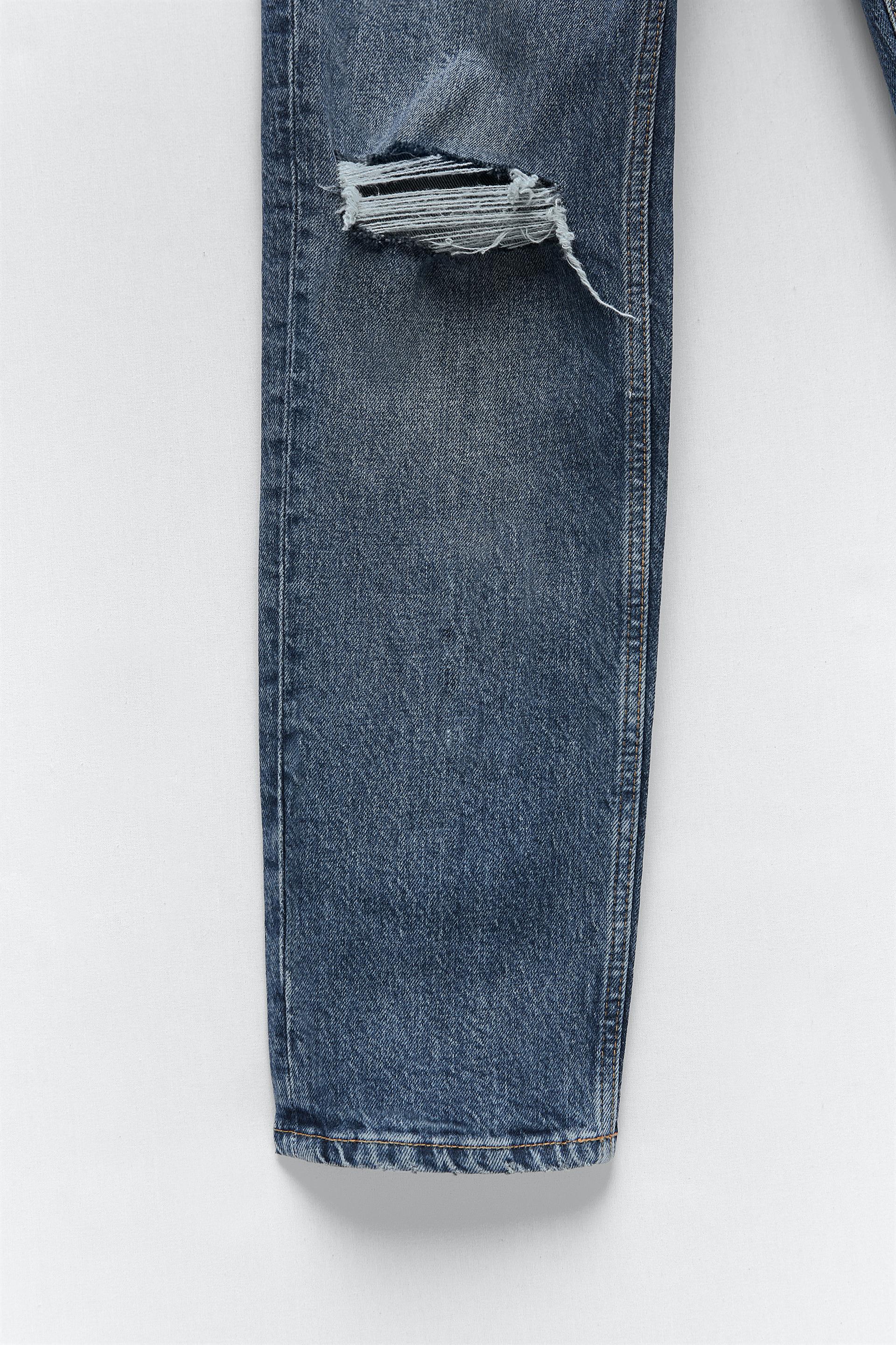 JEANS HI RISE SLIM ROTOS - Marino | ZARA Chile