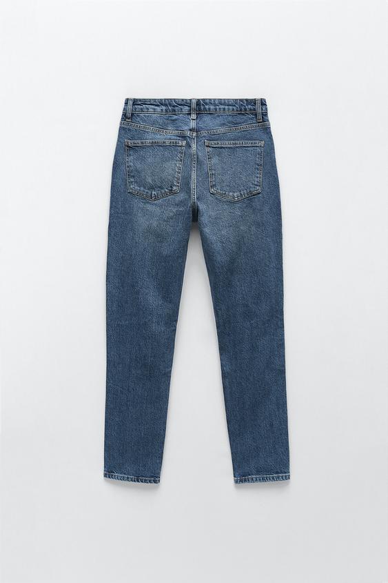 JEANS HI RISE SLIM ROTOS - Marino | ZARA Chile