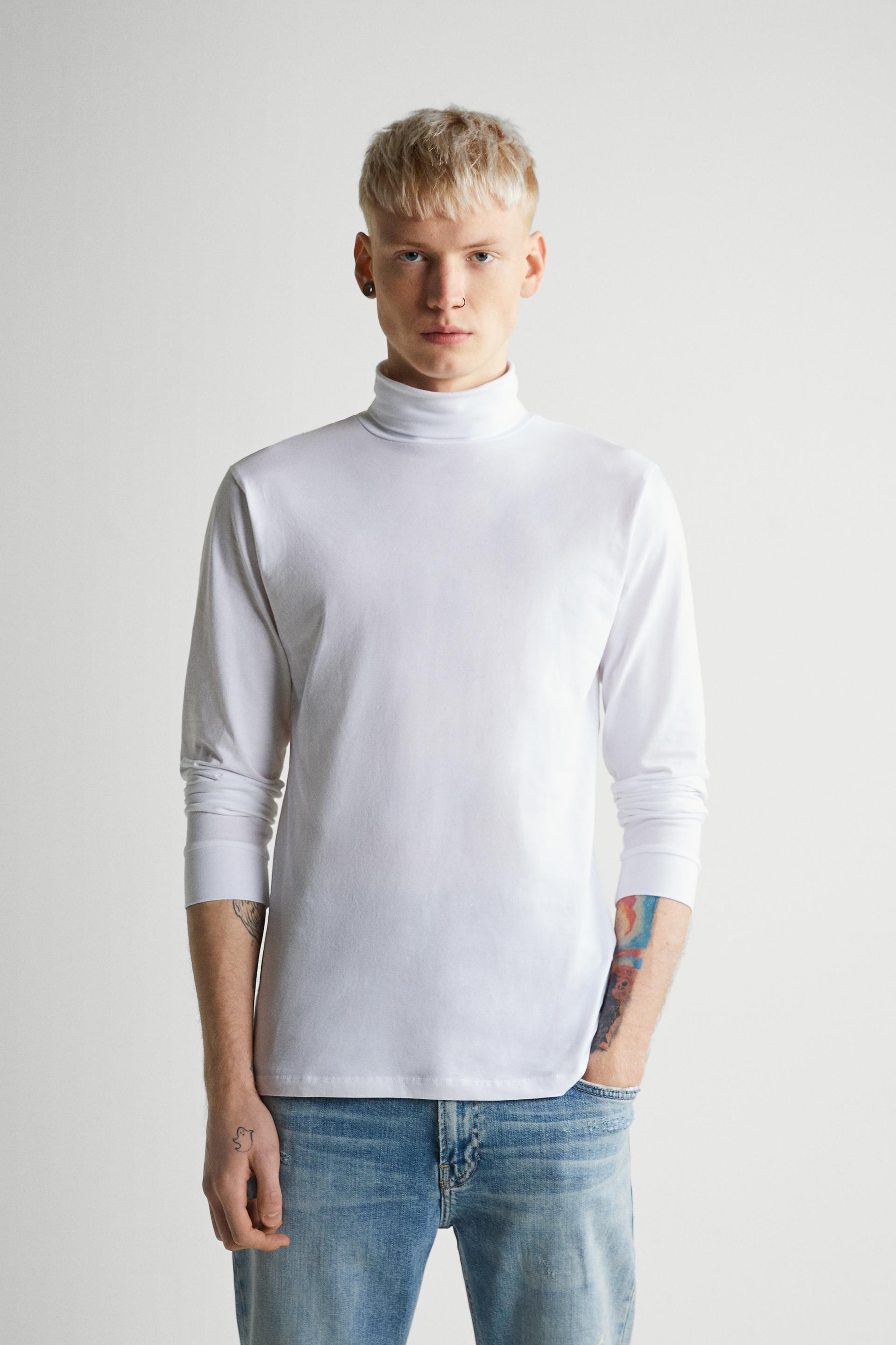 high neck t shirt zara