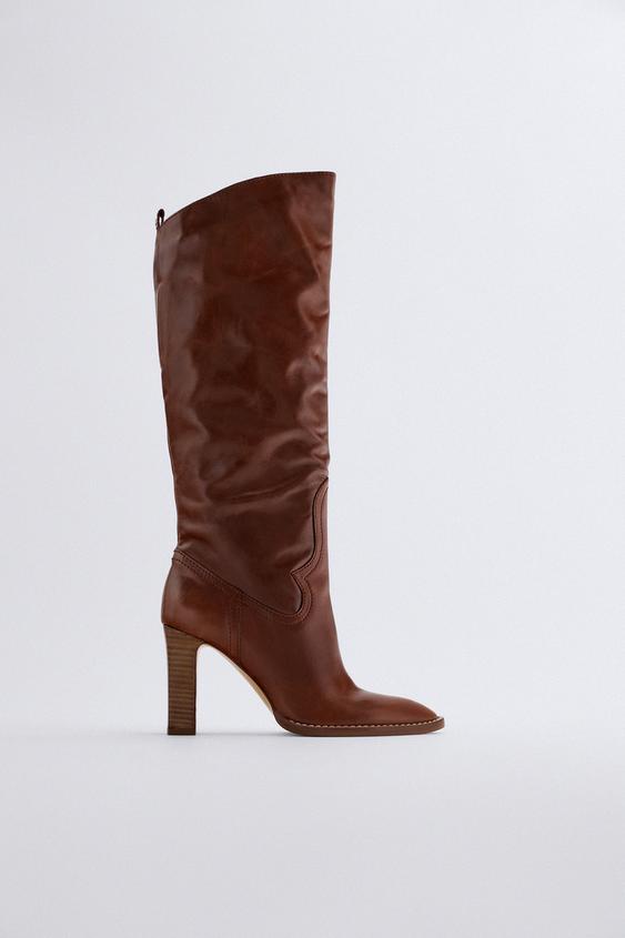 HIGH HEEL LEATHER BOOTS | ZARA Australia