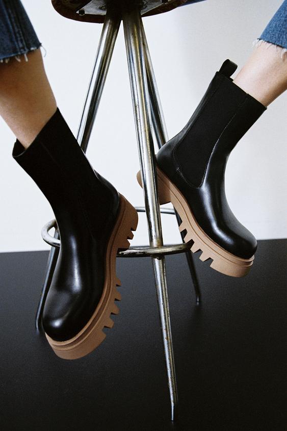 zara black platform boots