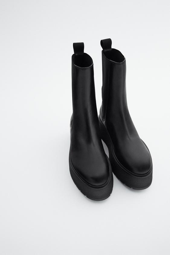 botin piel plataforma