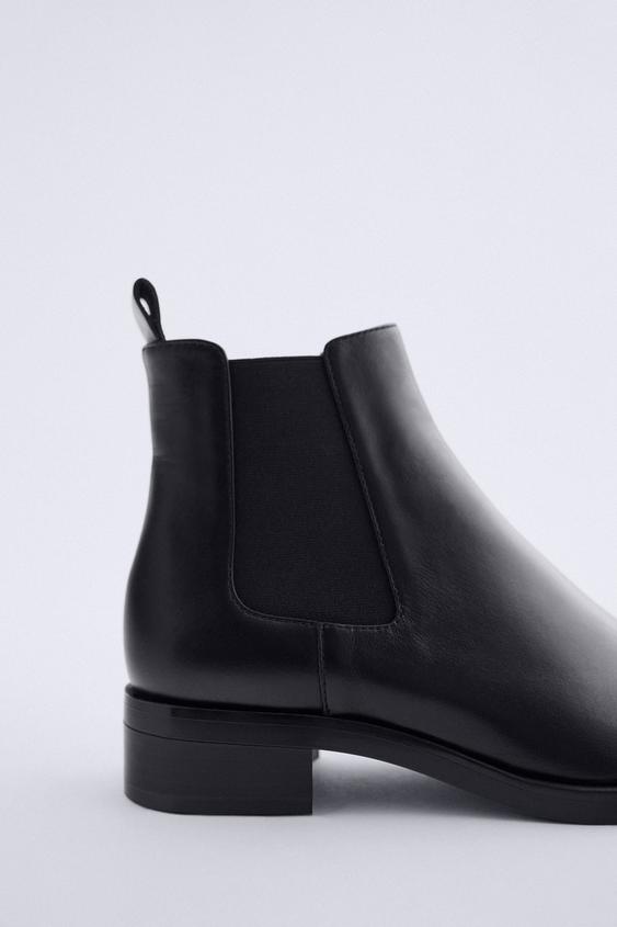 zara flat leather ankle boots