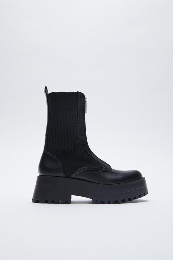 zara zip up boots - Main Image