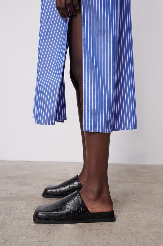 square toe flat mules