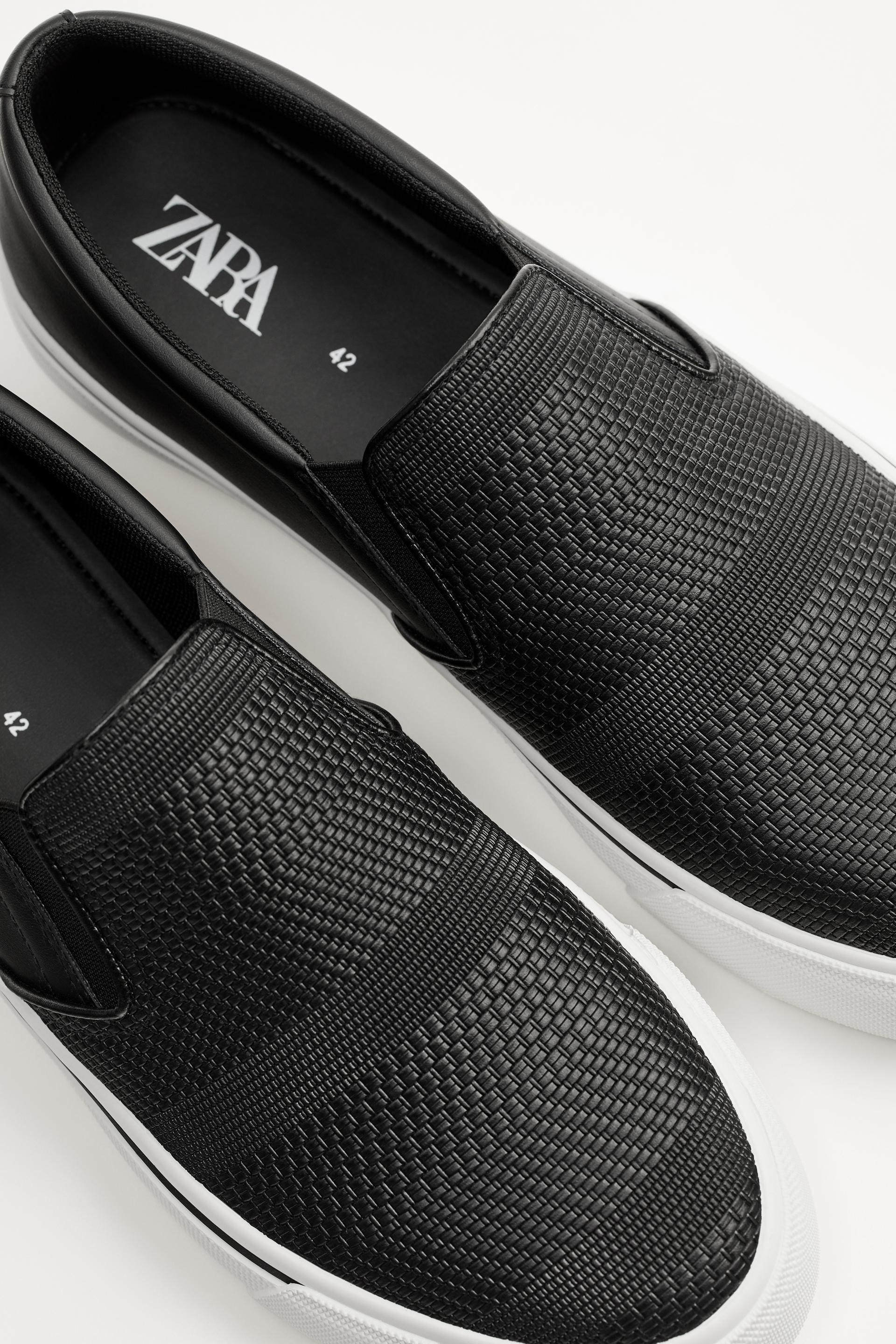 embossed laceless sneakers