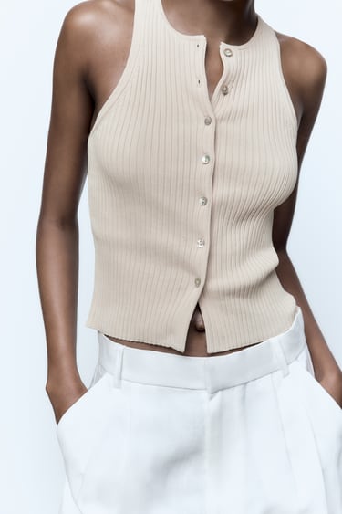 Image 0 of BUTTON-UP KNIT TOP from Zara