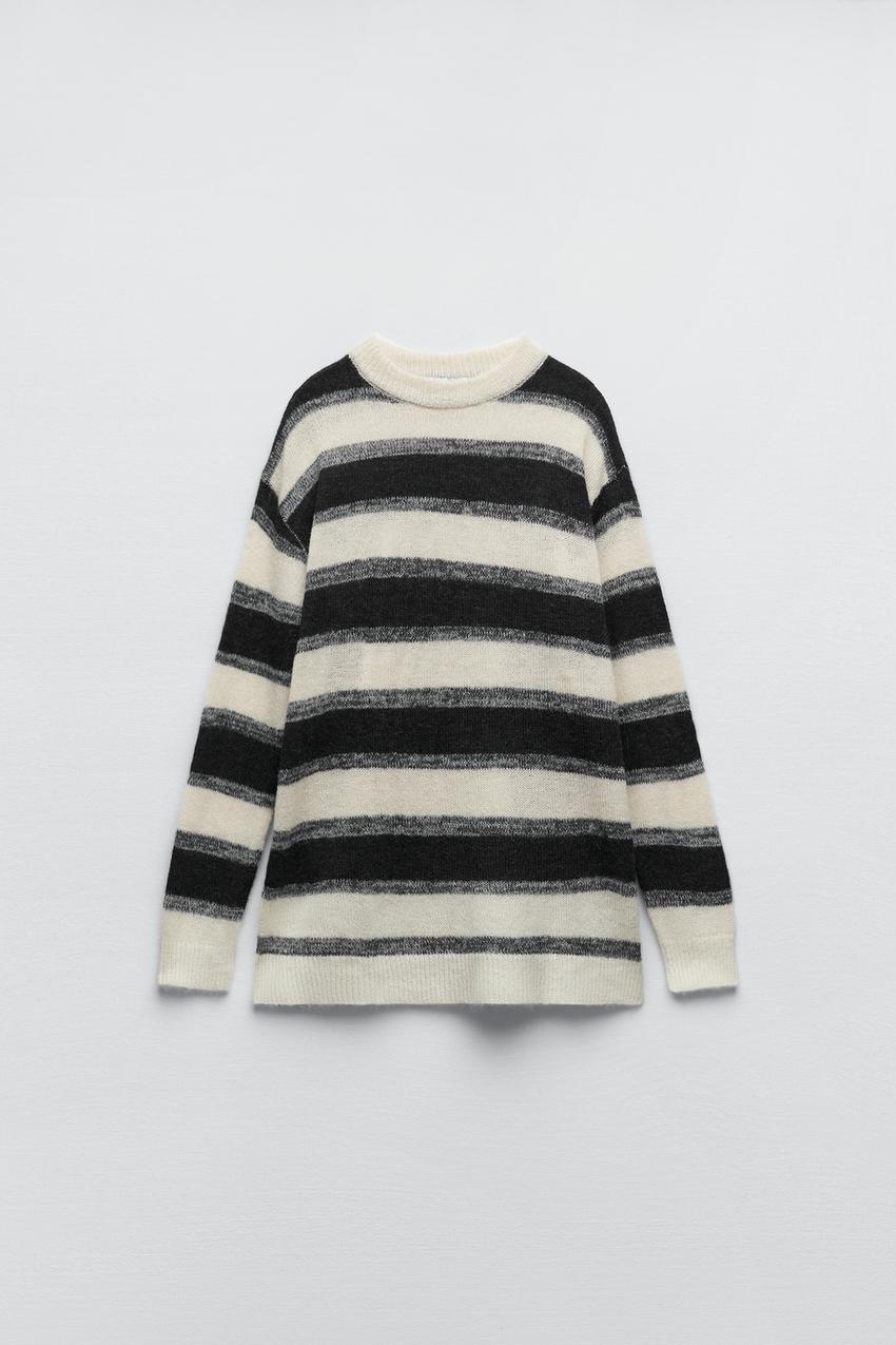 Zara striped wool blend sweater Clearance