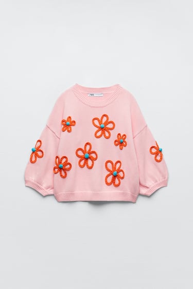 Image 0 of SWEATER WITH EMBROIDERED FLOWERS from Zara