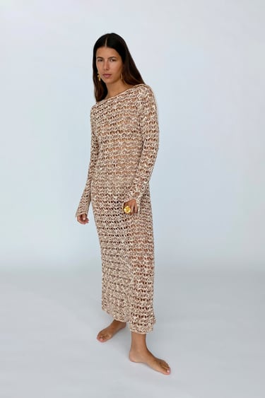 Image 0 of LONG CROCHET KNIT DRESS - LIMITED EDITION from Zara