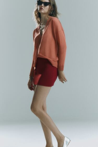 Image 0 of KNIT CARDIGAN WITH RIBBED TRIMS from Zara
