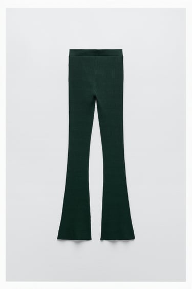 Image 0 of RIBBED FLARED TROUSERS from Zara