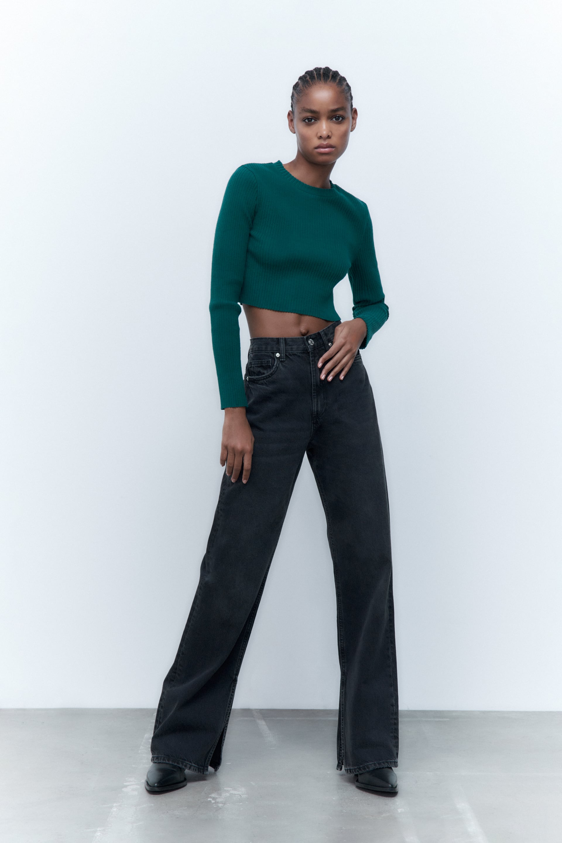 Proficiency honor instructor RIBBED CROPPED TOP - Dark green | ZARA United States