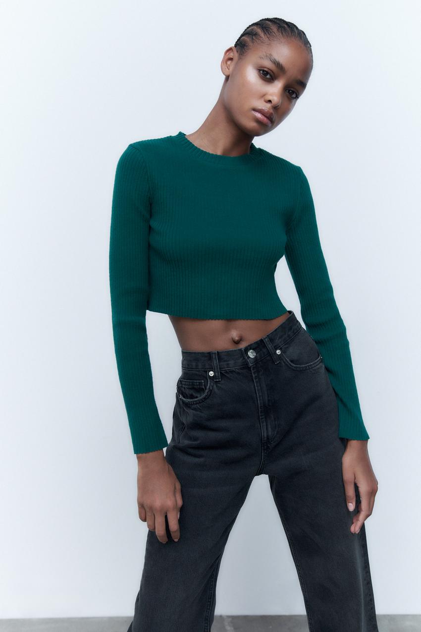 Zara cropped ribbed top Clearance