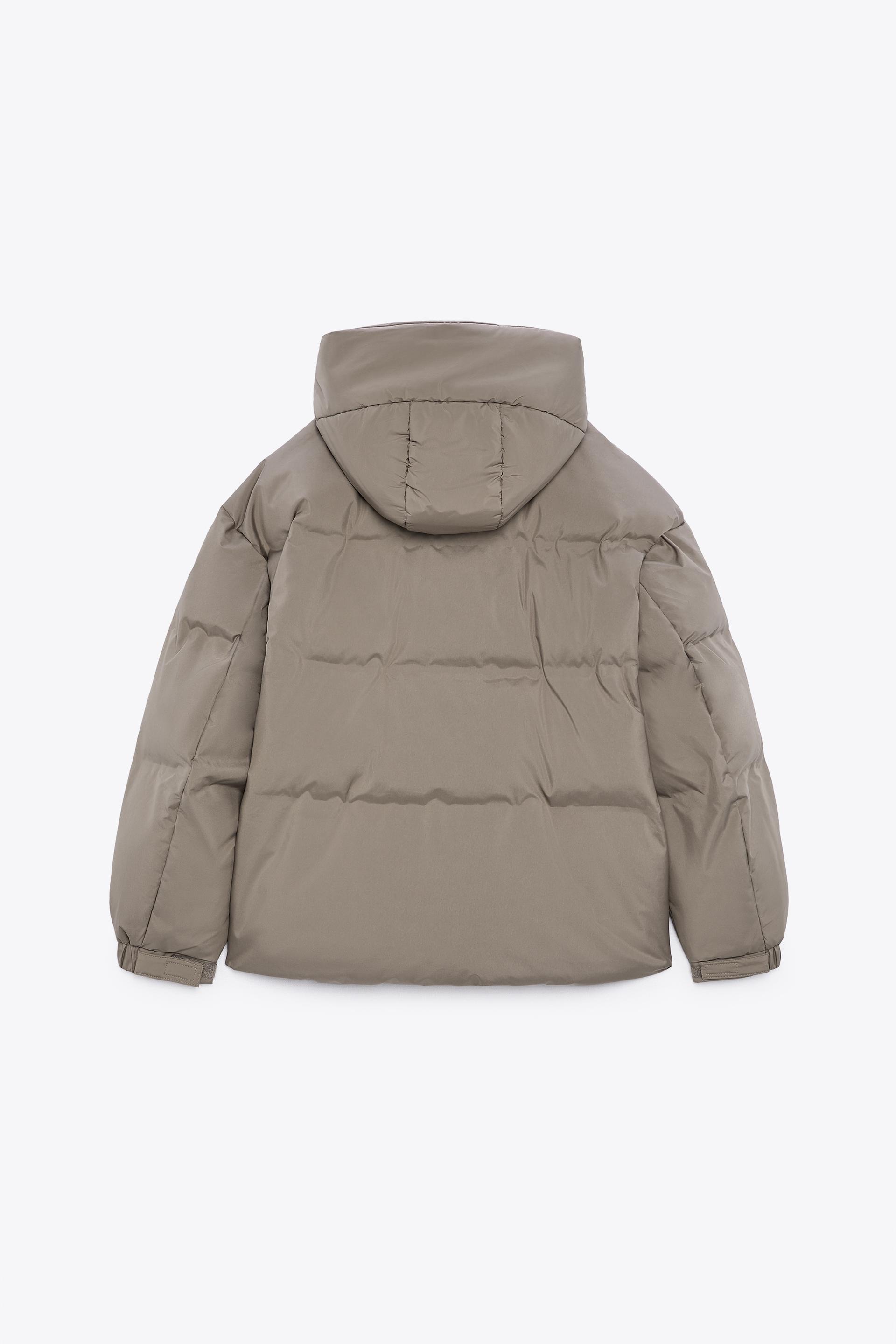 Zara - Water Repellent Puffer Jacket - Dark Beige - Women