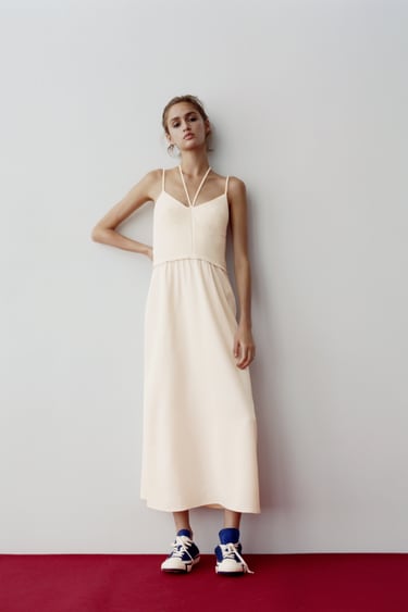 Image 0 of LONG CONTRAST DRESS from Zara