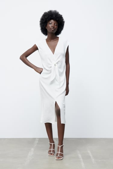 Image 0 of FLOWING DRESS WITH KNOT from Zara