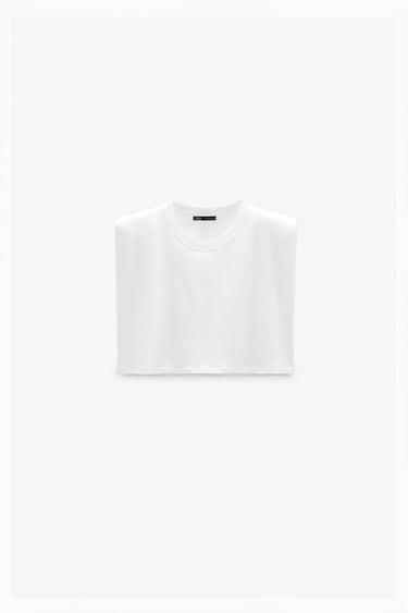 Image 0 of CROPPED T-SHIRT WITH SHOULDER PADS from Zara