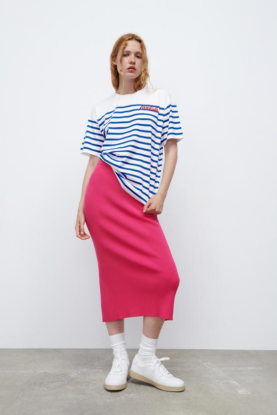 Coca Cola ストライプ tシャツ 青色 白色 Zara Japan 日本 Coca Cola ストライプ tシャツ 青色 白色 Zara Japan 日本