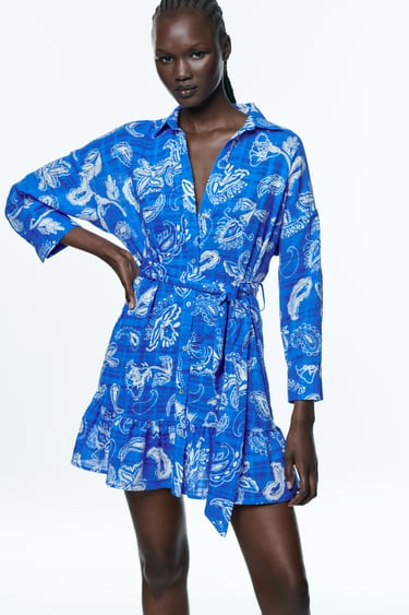 Image 0 of PRINTED SHIRT DRESS from Zara