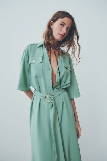 Image 0 of SHIRT DRESS WITH GOLDEN BUTTONS from Zara