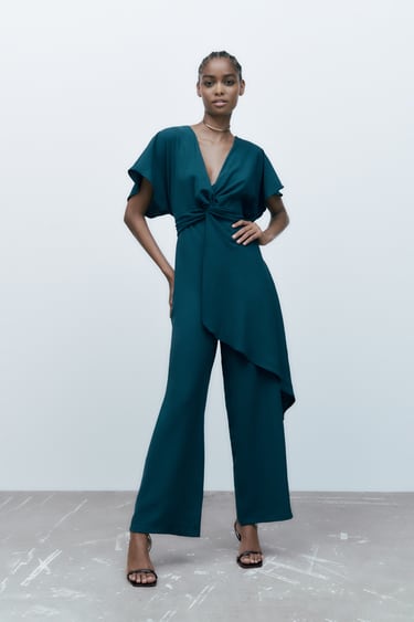 Image 0 of CROSSED RUFFLED JUMPSUIT from Zara