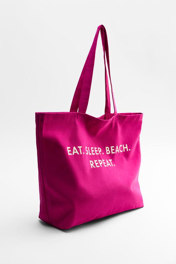 キャンバス地トートバッグ フクシア Zara Japan 日本 キャンバス地トートバッグ フクシア Zara Japan 日本