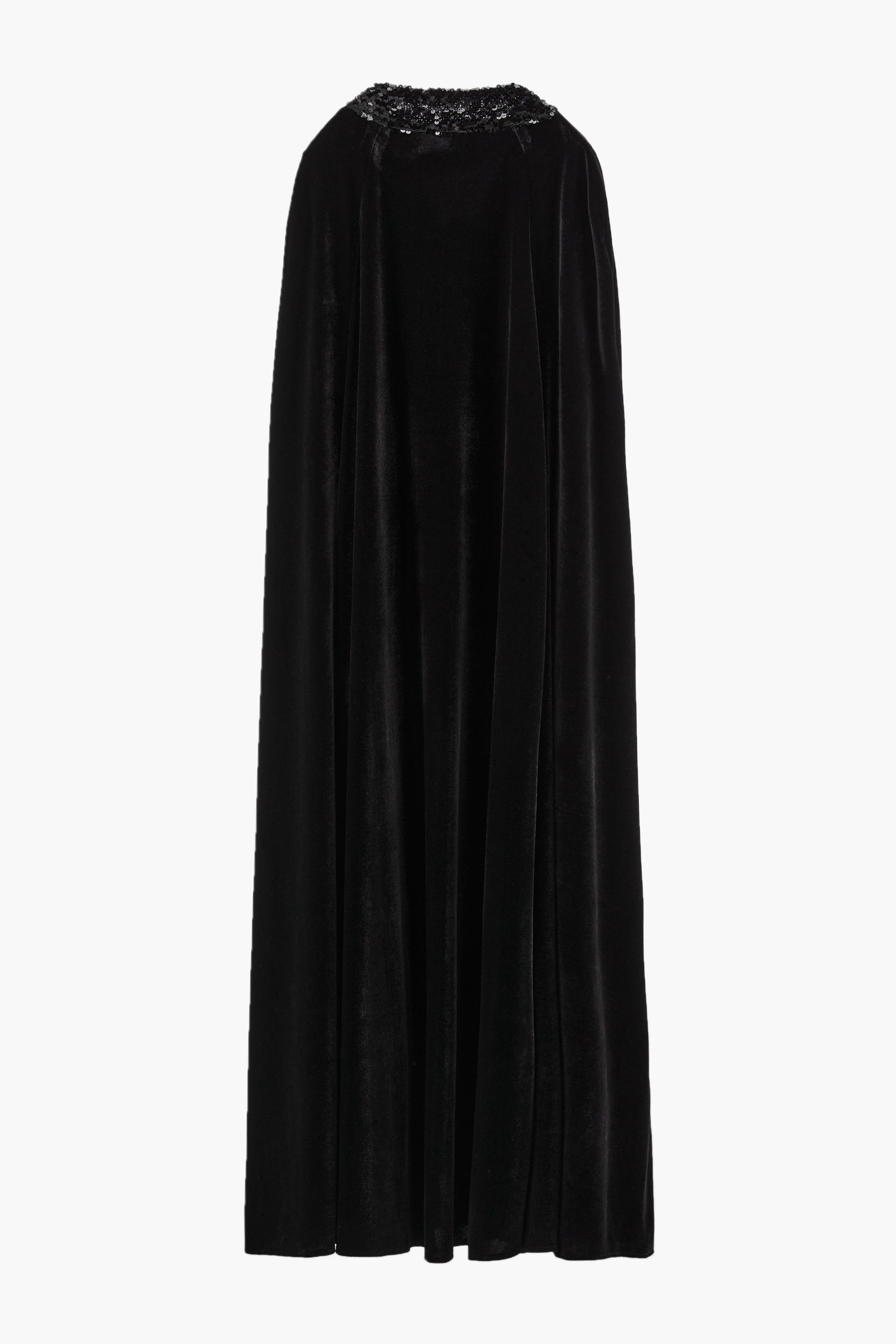 Zara long black velvet cape Clearance