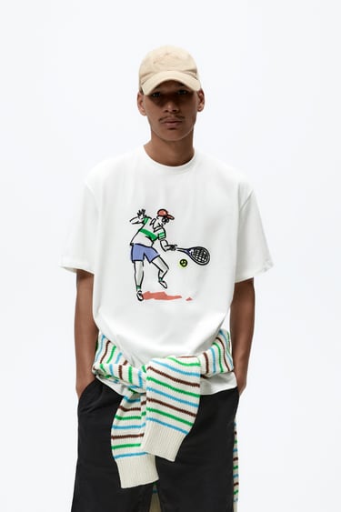Image 0 of T-SHIRT WITH TENNIS PLAYER PRINT from Zara