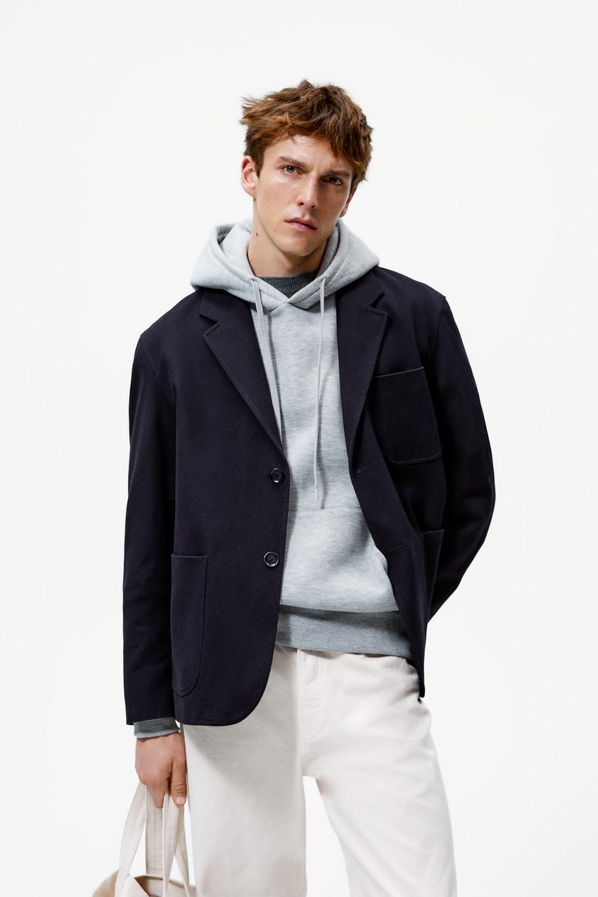 Textured blazer with pockets zara Clearance