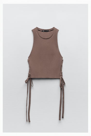 Image 0 of RIBBED CROPPED TOP from Zara