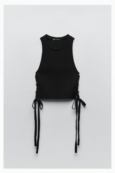 Image 0 of RIBBED CROPPED TOP from Zara