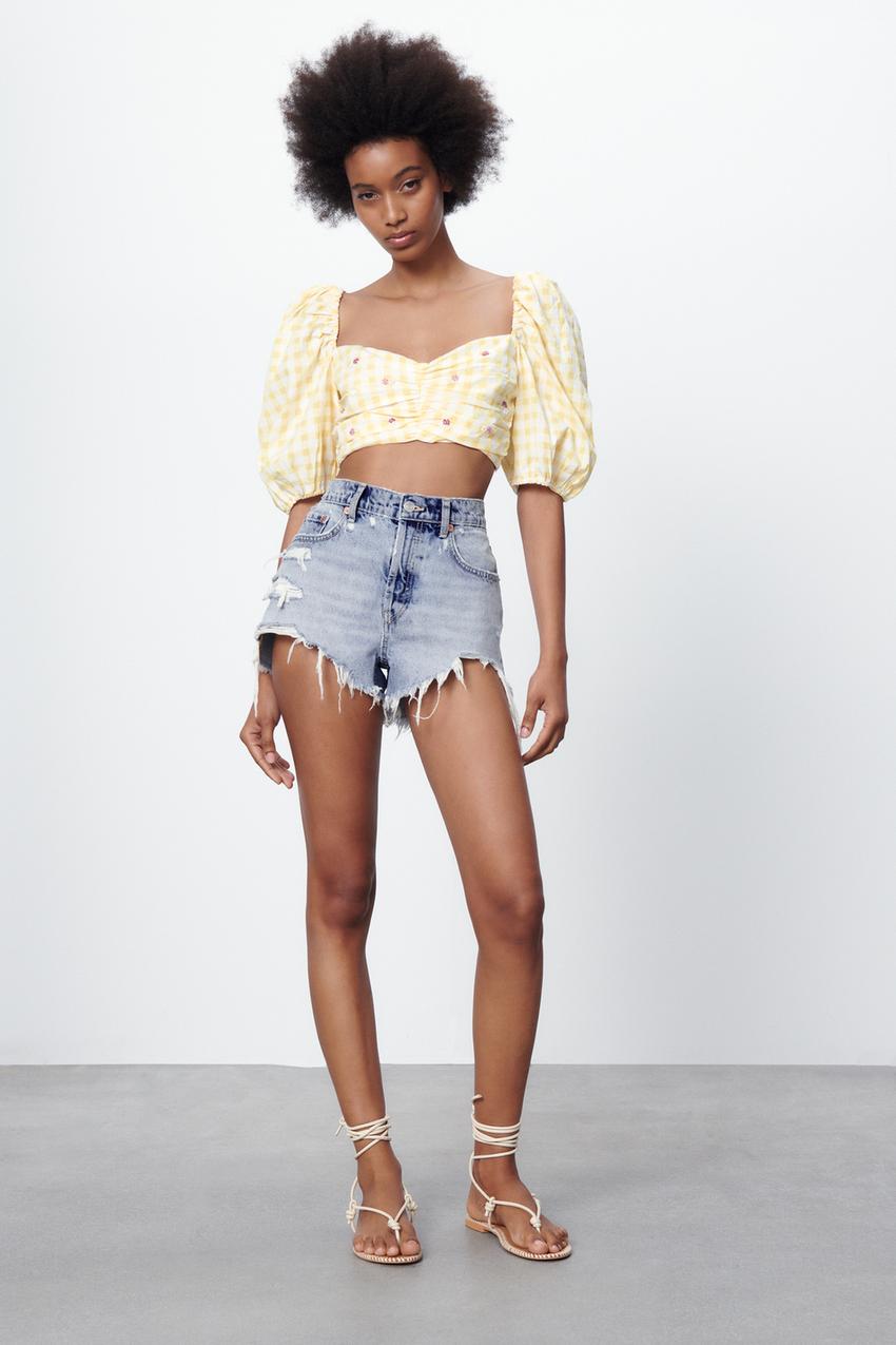 Zara checked crop top Clearance