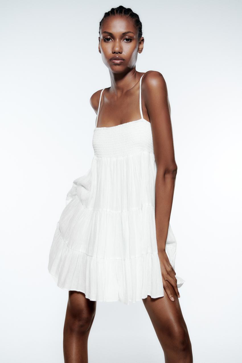 Zara white tiered mini dress Clearance