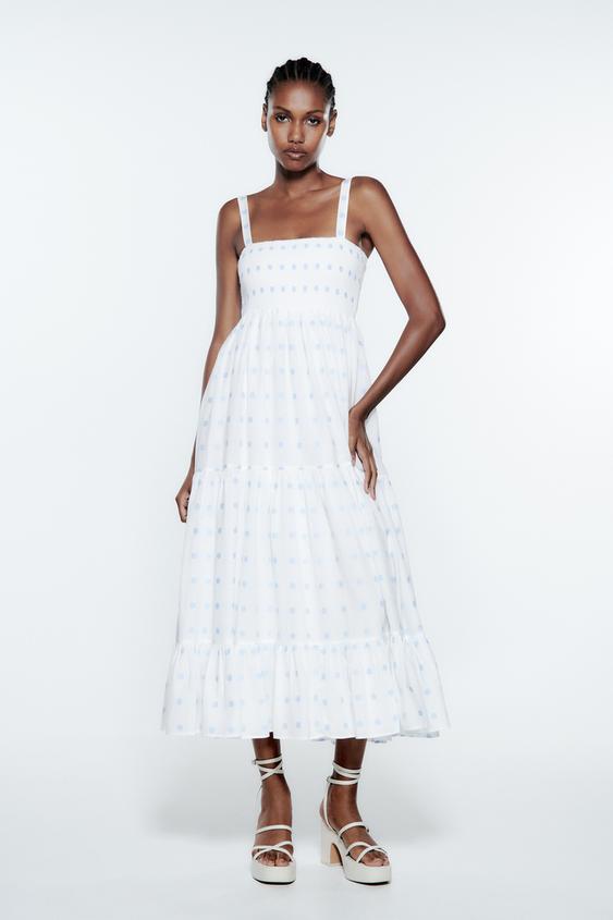 フラワー刺繍入りワンピース ホワイト Zara Japan 日本 フラワー刺繍入りワンピース ホワイト Zara Japan 日本