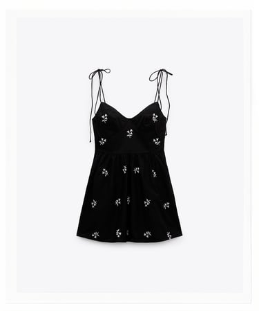 Image 0 of FLORAL EMBROIDERED POPLIN DRESS from Zara