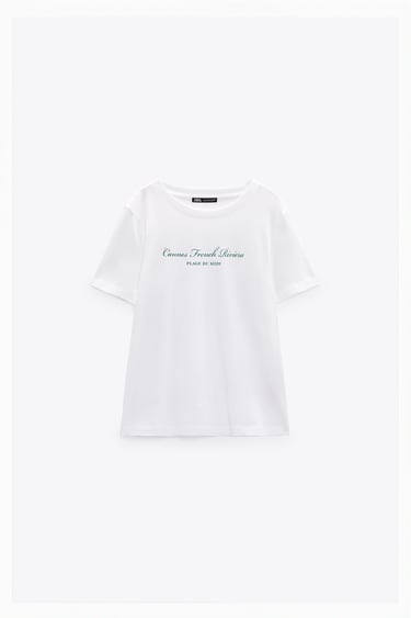 Image 0 of T-SHIRT WITH CONTRASTING SLOGAN from Zara