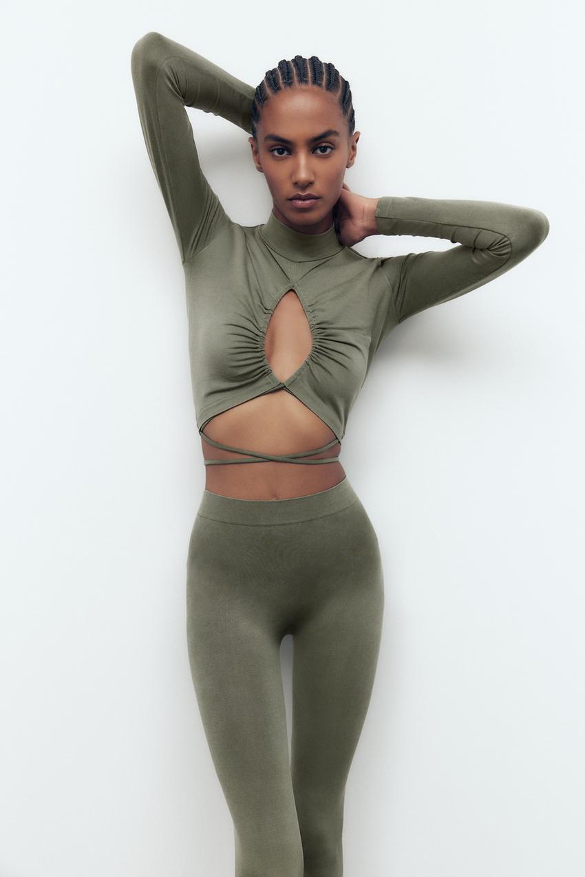 Zara limitless contour collection khaki leggings Outlet