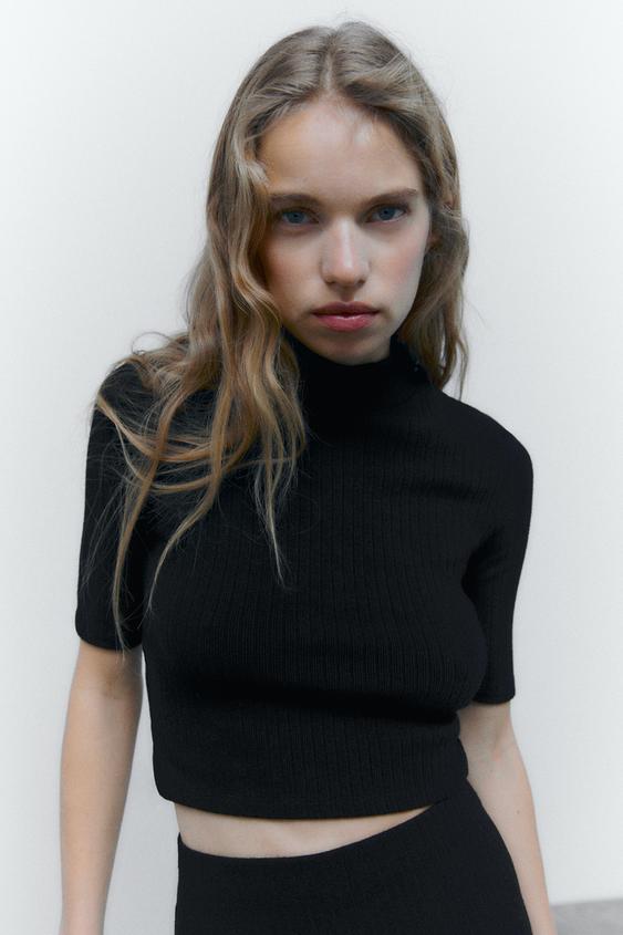RIB MOCK NECK TOP - Black | ZARA United 