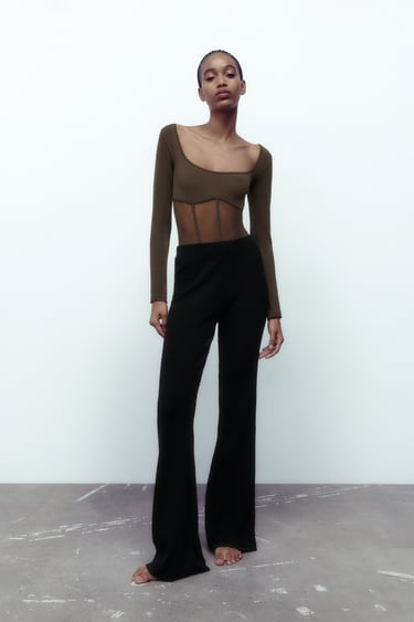 Image 0 of SEAMLESS TULLE CORSETRY-INSPIRED BODYSUIT from Zara