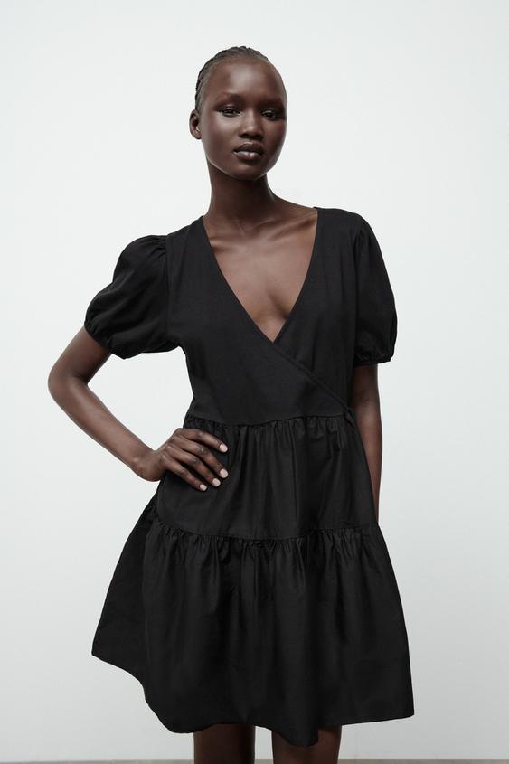 クロスオーバー パネル ワンピース ブラック Zara Japan 日本 クロスオーバー パネル ワンピース ブラック Zara Japan 日本