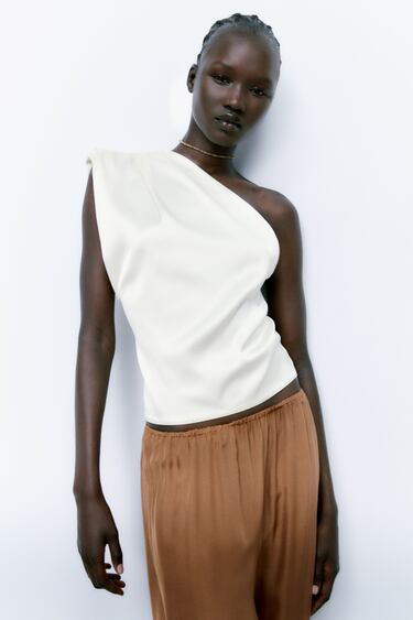 Image 0 of ASYMMETRIC T-SHIRT WITH GATHERED FRONT from Zara