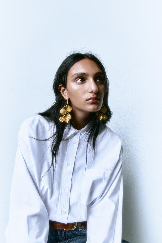 Zara gold leaf earrings Clearance