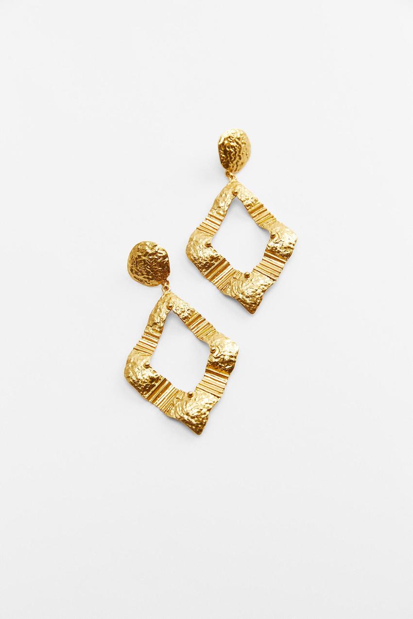Zara gold square earrings Clearance