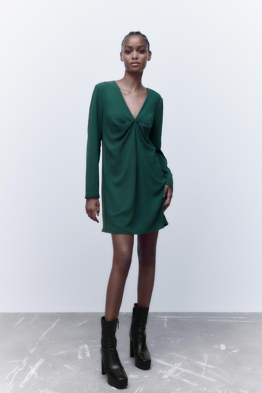 Green draped dress zara Clearance