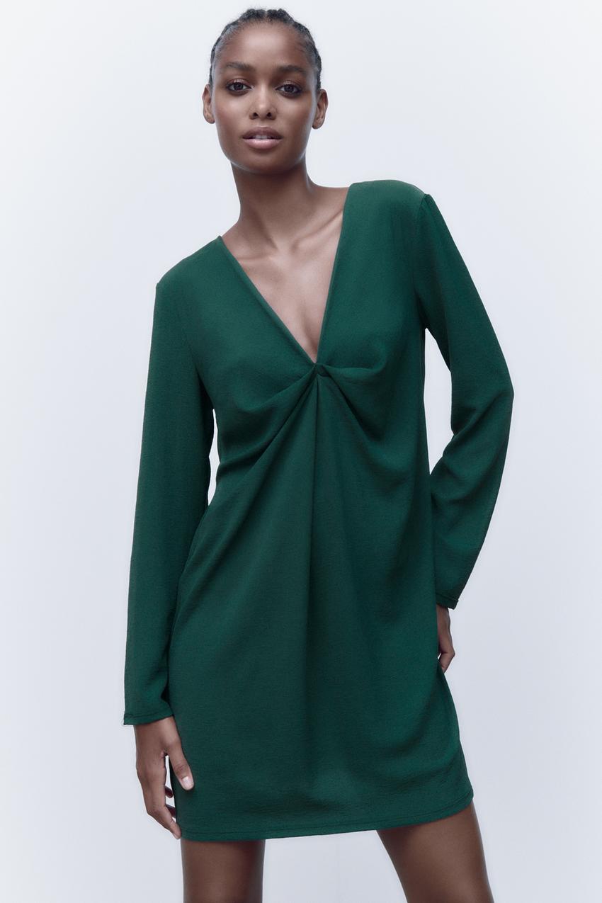Green draped dress zara Clearance