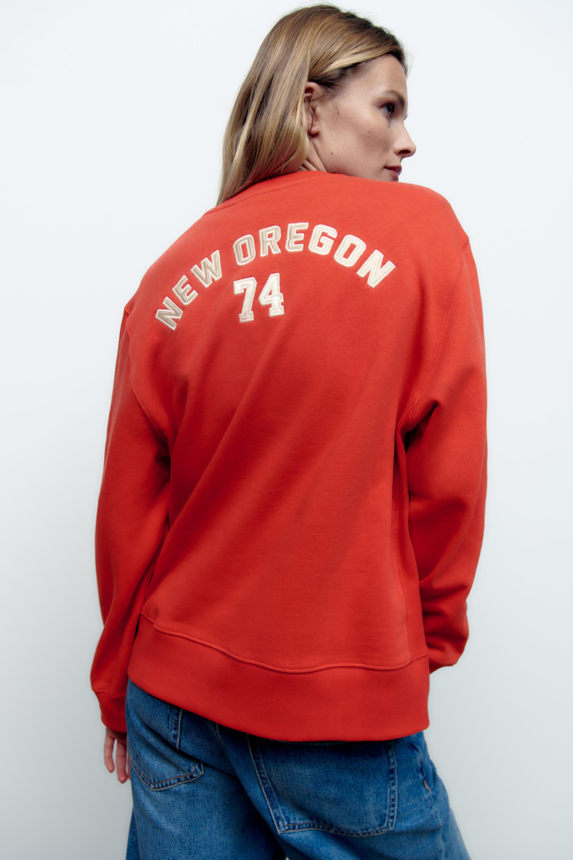 Zara - Varsity Sweatshirt - Red - Women