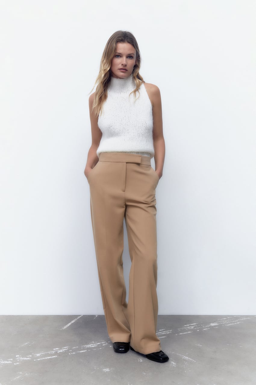 TAILORED STRAIGHT PANTS - taupe brown