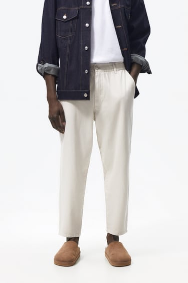 Image 0 of JOGGER WAIST TWILL TROUSERS from Zara