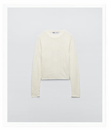 Image 0 of FLORAL POINTELLE KNIT SWEATER from Zara